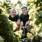 Yann Menager et Richard Crépillon dans les vignes du Domaine de la Roche Paradis Condrieu Veauvignère 2021